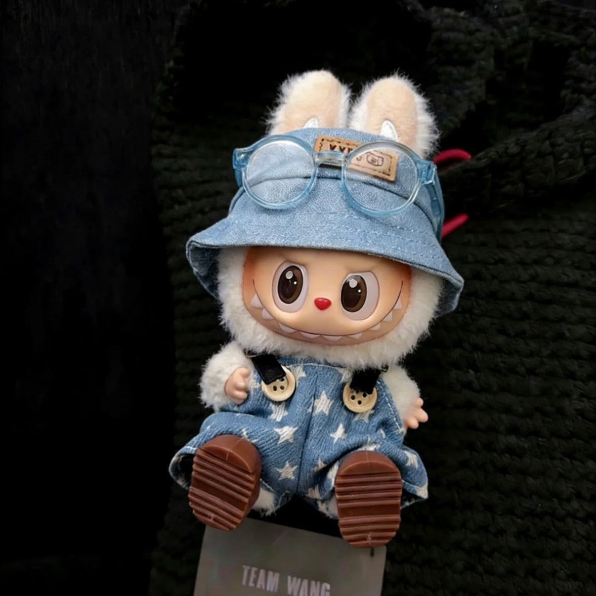 Outfit for Labubu(Generations 1-3 17cm): Cute Star Overalls & Hat Set (Doll Not Included)