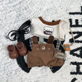 Dimoo Newborn Diary 10cm Doll Outfit: Plush Hood & Vintage Overalls Cute Set