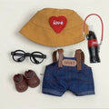 Outfit for Labubu(Gen 1-3 17cm):Coca-Cola Hat & Overalls Outfit (Doll Not Included)